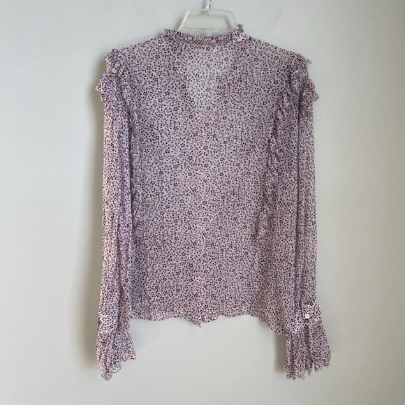 Zadig & Voltaire Lavender Purple Ditsy Floral Tweet Goa Semi Sheer Blouse - Picture 4 of 9